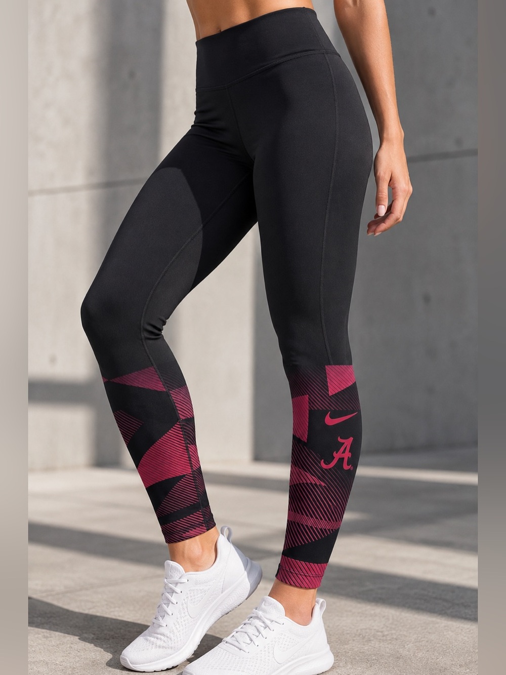 Nike Alabama Crimson Tide Dri-FIT Leggings Black Crimson Geometric Women’s S